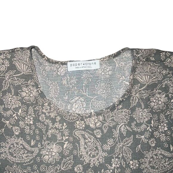 PAPER CRANE Tiered Floral Dusty Green Boho Blouse Size XS - Picture 3 of 6